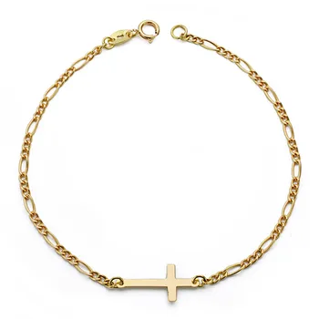 

18k gold bracelet 18cm. Cross smooth closure reasa link alternate 3x1 woman
