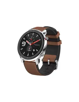

Amazfit GTR-47mm-stainless steel-smart watch with strap-leather-Brown-luminous display 1.39 " - Bluetooth - 4