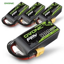 

OVONIC 1300mAh 14.8V 100C 4S LiPo Battery Pack with XT60 Plug for FPV Freestyle FPV Racing RC Airplane, RC Helicopter 4PCS 1PCS