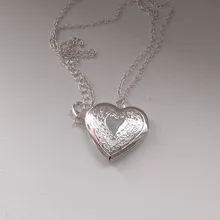 Diseño único tallado corazón-marco de fotos con forma colgante con abalorio, collares de medallón ajustables, joyería conmemorativa para hombres y mujeres