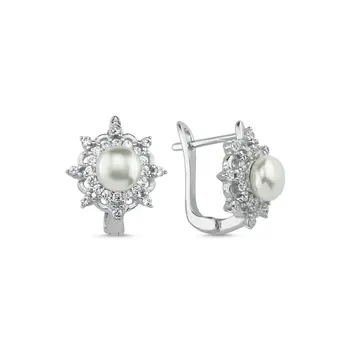 

Angemiel 925 Sterling Silver Pearl & Zircon Crystal Earrings