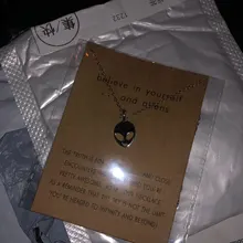 1pc nuevo plata Color damas collar alienígena creativa de moda de aleación de alienígena COLLAR COLGANTE (con)