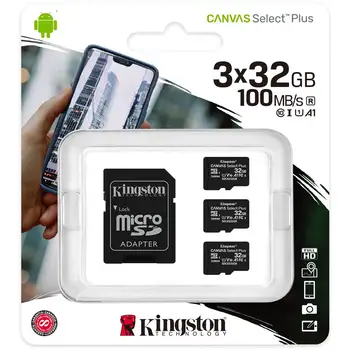 

SDHC memory card Canvas Select Plus 3x32 GB Class 10 speed 100 MB/s with AdattatoreKINGSTON34.18