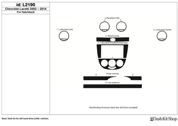 

Interior lining for Chevrolet Lacetti 2002-2014. Set L2190.