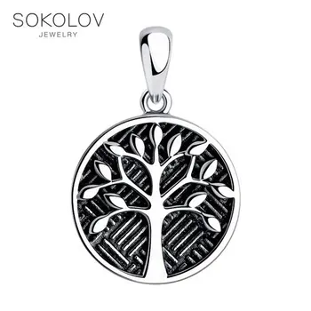 

SOKOLOV suspension of silver nielloed fashion jewelry 925 women's/men's, male/female, women's male, pendants for neck women