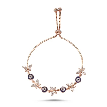 

KUTAYDAN 925 Sterling Silver Zircon Stone Butterfly Elevator Bracelet