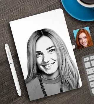 

Personalized Women 'S Abstract Charcoal Illustrative White Notebook Pen Set-12