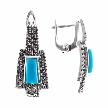 

Earrings made of silver with turquoise Sint. And Marcasite