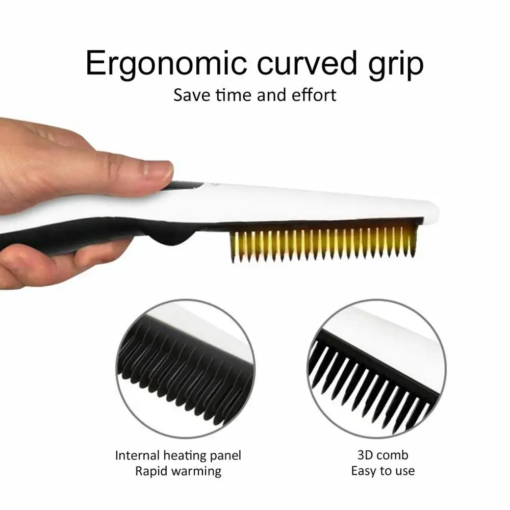 V2 Профессиональный быстрый стайлер для волос для мужчин, щипцы для завивки волос, боковой выпрямитель, парикмахерская расческа, щетка для укладки
