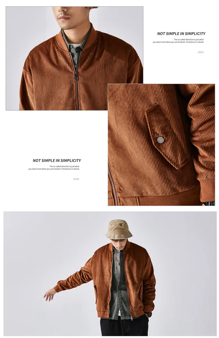 Японский стиль, мужская куртка с модным принтом, одноцветные пальто, Свободные Теплые вельветовые куртки, мужская бейсбольная куртка, 3XL, JD0707