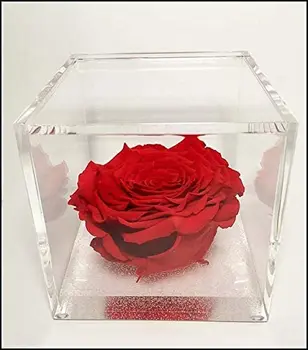 

1020 Cuberose cube pink stabilized red 12cm 12x12x12 cube with A genuine own Eternal Rose, lasts longer than 5 years, not