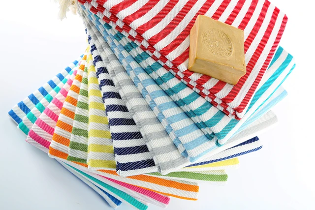Striped Kitchen Towels Red & Green