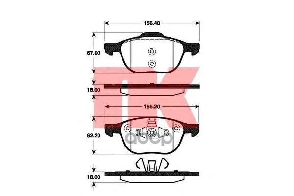 Колодки Тормозные Ford Focus Ii 04-/Iii 10-/Mazda 3 03-/Volvo S40 04- Передние Nk 222561 Nk арт. 222561