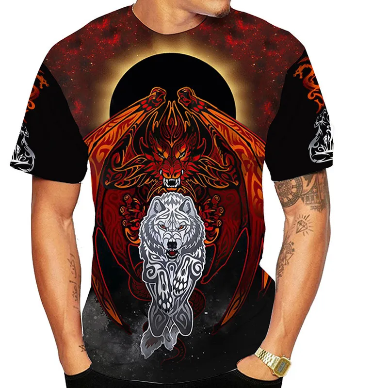 Cool Flying Dragon Art 3D Printed Men's T-shirt 2022 Summer Fashion O Neck Short Sleeved Tops Hipster Casual Street Wear Clothes cool t shirts