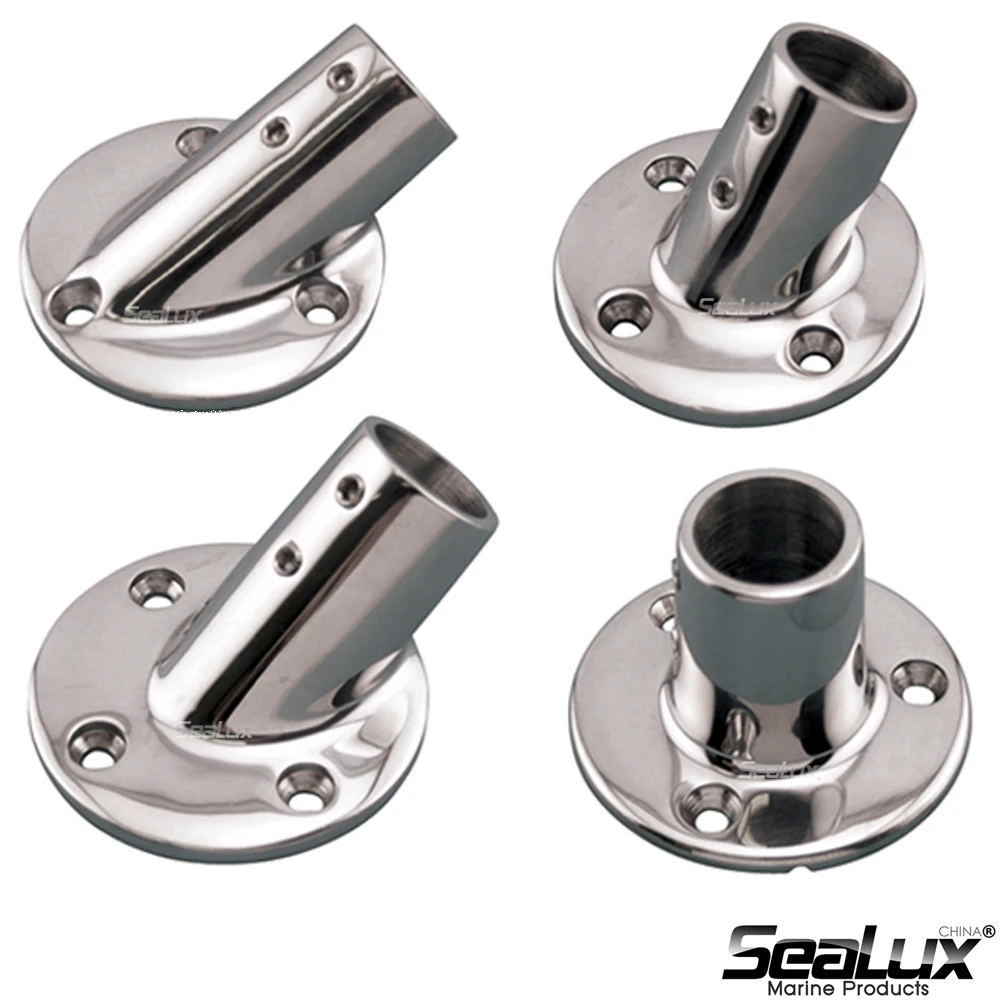 

Sealux Marine Grade Stainless Steel 316 Stanchion Base Round Base Rail Mount Multiple angles for Boat Yacht Fishing Accessory
