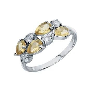 

Silver ring with cubic zirconia and citrine sunlight sample 925