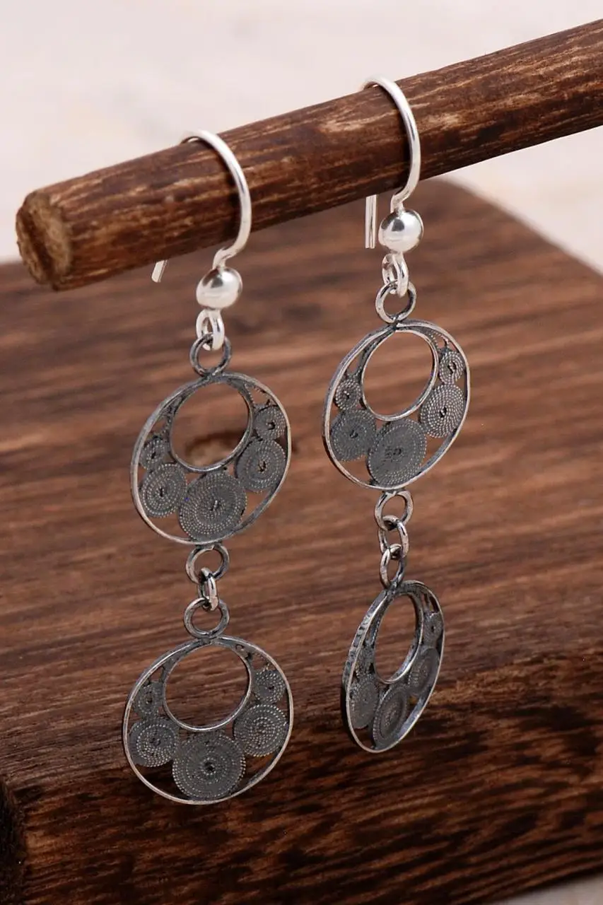 

Filigree Embroidered Silver Earrings 4715 High Quality Hand Made Original Filigree Silver Jewellery Gift for Women