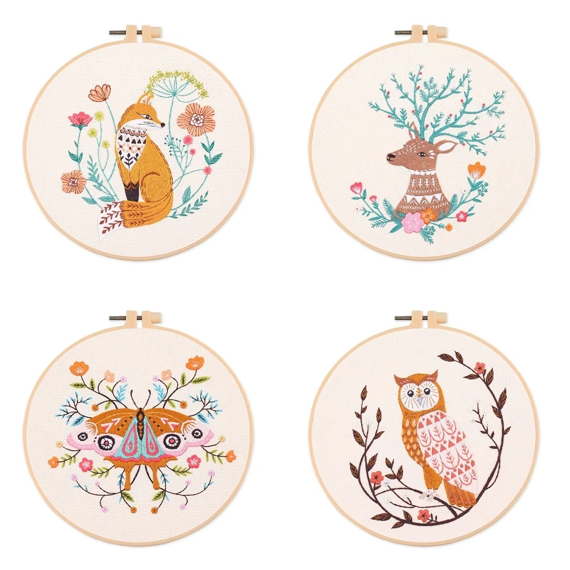 Animal World Embroidery Starter Kit for Beginners, Modern Embroidery Kits, Contains all Embroidery Tools, English Description