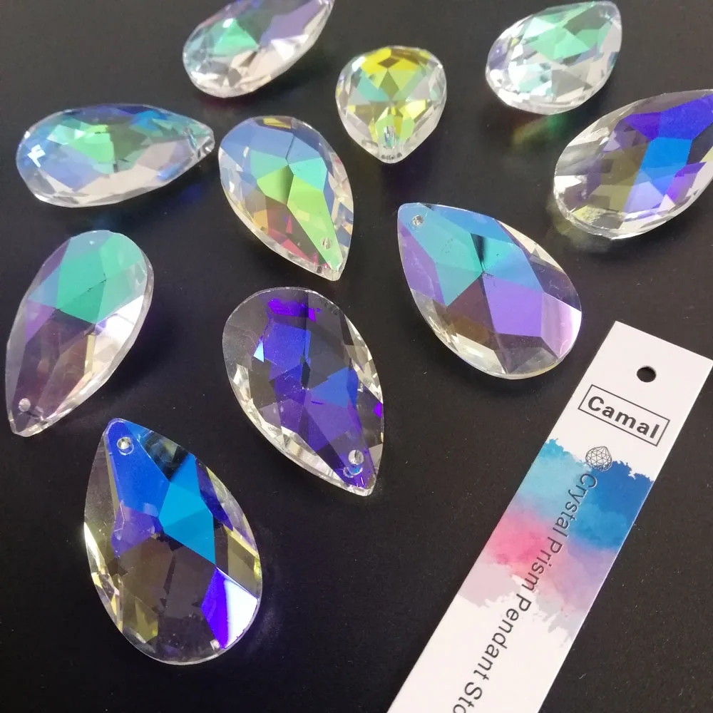 Camal 5Pcs AB Color Glass 38mm Teardrop K9 CRYSTAL Beads DIY Chandelier Pendant Part Lamp Prisms Jewellery Hanging Decoration crystal beads crystal sun catcher chandelier crystal drops