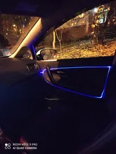 Tira de luz flexible para decoración ambiental de coche, luz para ambientación interior de coche de 2m/4m/6m, app. para control de sonido y RGB, diferentes colores