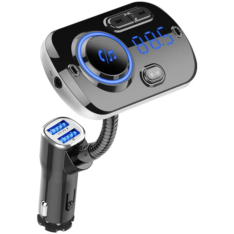 

Bluetooth MP3 Player Car FM Transmitter Car Audio MP3 Player with 3V.1A Quick Charge Dual USB Car Charger 3.0 Lossless Music