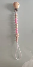 Chupete de madera para bebé, cadenas de Clip, cuentas de ganchillo para bebé, chupete de cuentas de silicona, Sostenedor juguete, correa de correa