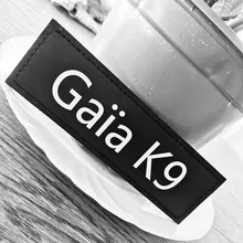 Etiqueta personalizada de Pu para arnés K9 para perro, etiqueta adhesiva con nombre para collar, 2 unidades