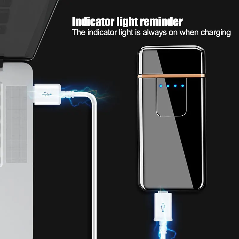 Metal Charging Lighter Touch Induction Windproof Electronic Ultra-thin USB Cigarette Lighter