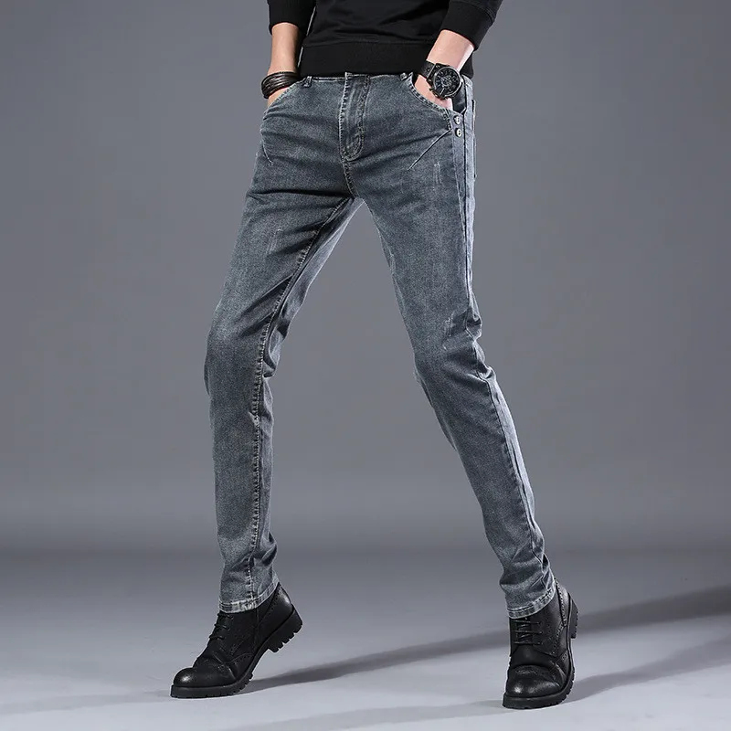 2022 Spring and Autumn New Men's Fashion Casual Pure Color Jeans Classic Stretch Slim Men's Cotton High Quality Jeans 28-36 skinny fit jeans