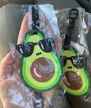 Tarjeta de equipaje de silicona con dibujos de aguacate, etiqueta de viaje, accesorios de viaje