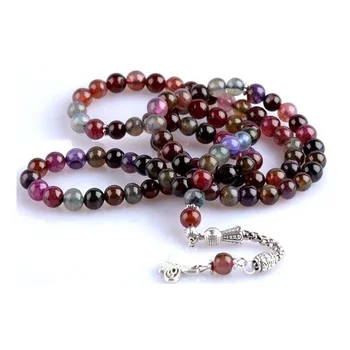 

IDEAL Colored Agate Stone 8 Mm Sphere Cut 99 Pieces Natural Stone Rosary