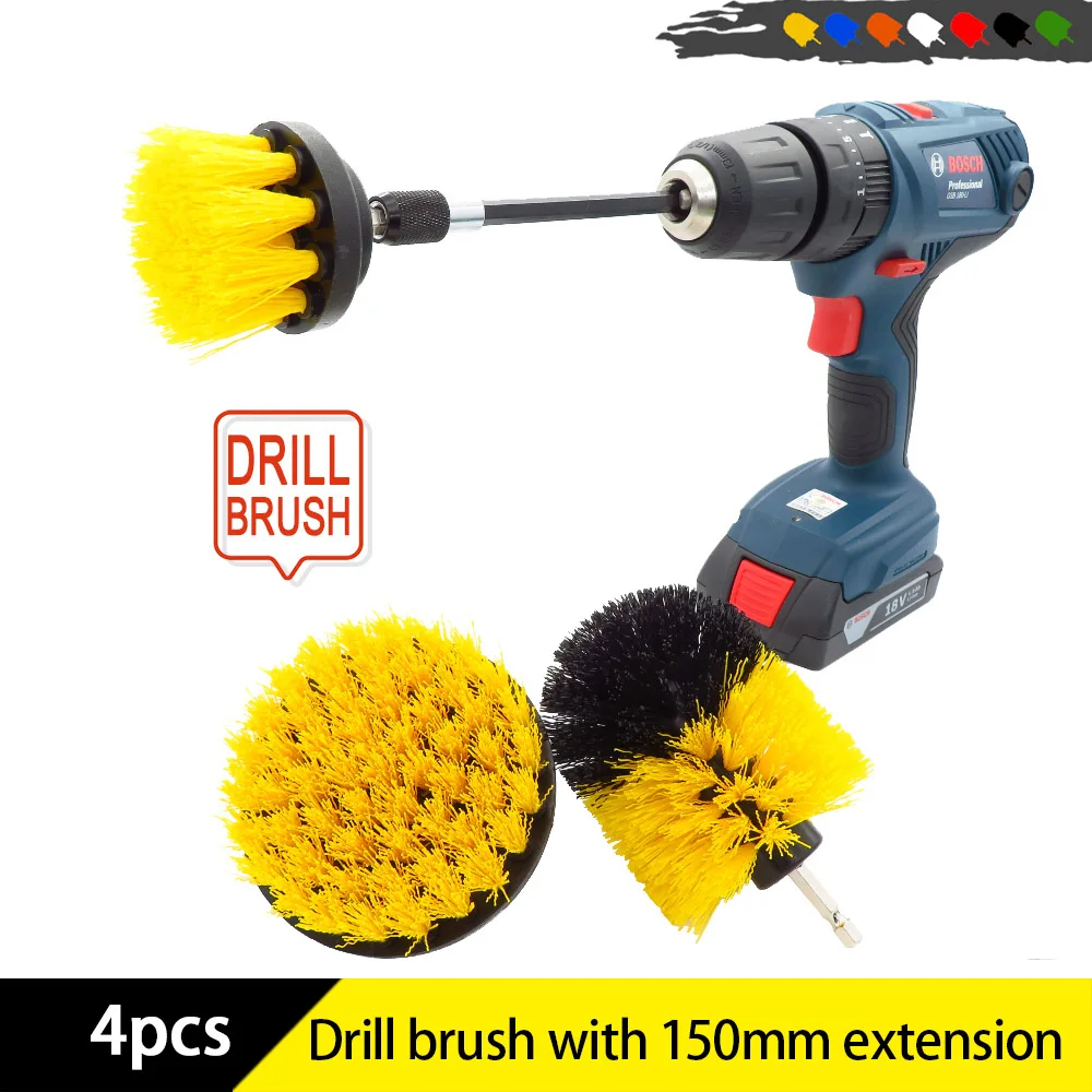 

4pcs Power Scrub Clean Brush Electric Brush Kit All Purpose with Extension for Grout, Tiles,Bathroom, Kitchen & Auto