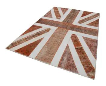 

203x301 Cm British Handmade Flag Patchwork Rug-7x10 Ft
