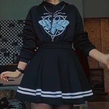 Sudadera con capucha de Devil winter para mujer, nueva oscura, punk, Vintage, Harajuku, informal, con estampado de dibujos animados, de talla grande, gótica, holgada