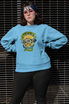

Angemiel Wear Vintage Recovery Motorcyle Blue Women Sweatshirts