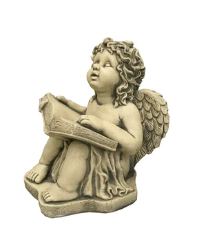 

Decorative figure Angel Reading in concrete-stone for outdoor garden 30x36cm.