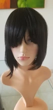 Bob corto pelucas de cabello humano brasileño liso, pelucas de corte corto Remy para mujeres negras, Color Natural, pelucas de máquina completa con explosión