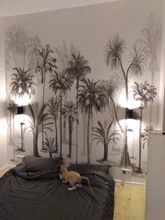 3d Wallpaper Mural Sofa-Background-Walls Rainforest Tropical Sketch Nordic Black White