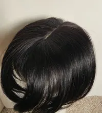 Halo Lady-Clip de belleza para mujer, cabello humano con explosión de flequillo, pieza central, pelo lacio brasileño no Remy para la pérdida de cabello