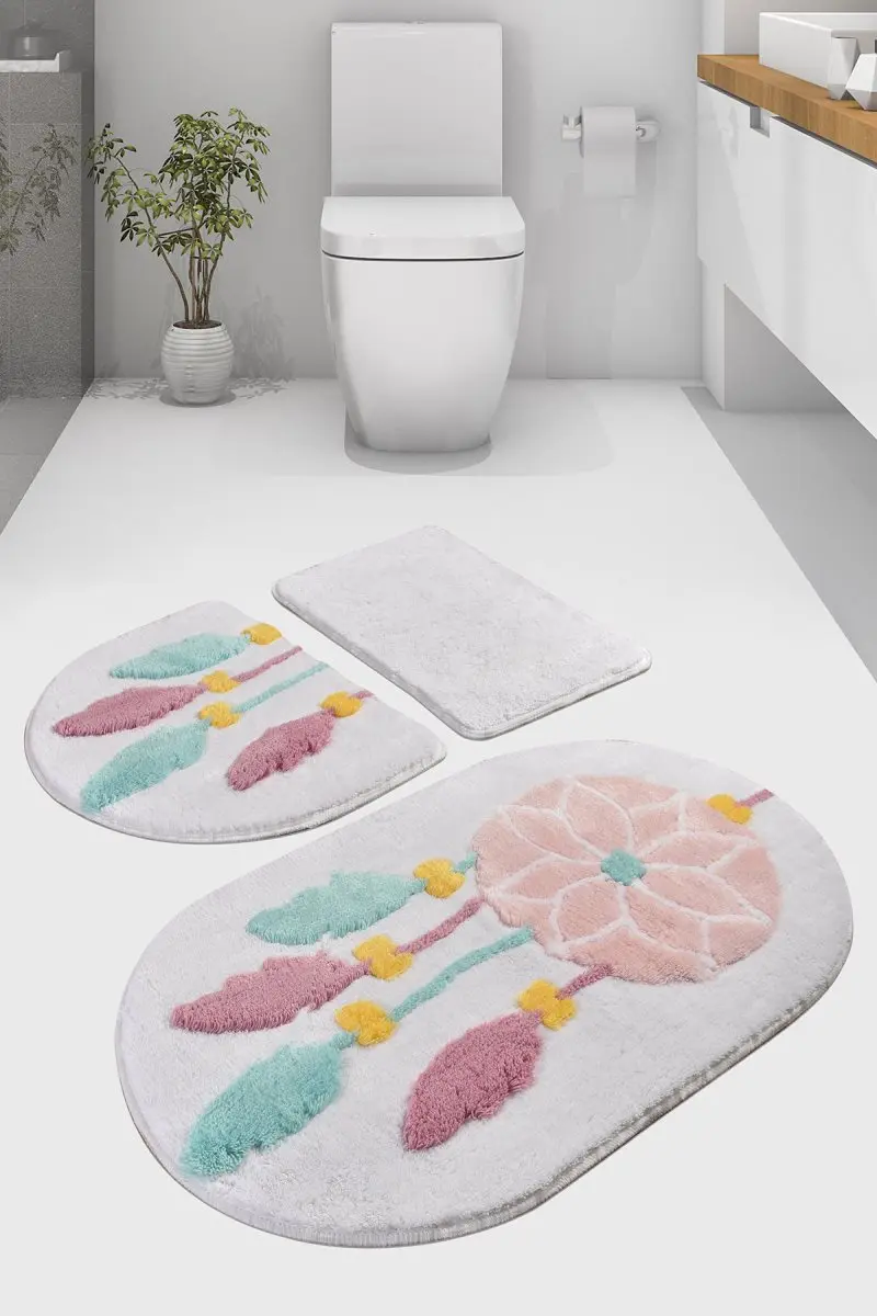 

Bath Mat-mats | Mat Bath Mats Non Slip Anti Mould Mats White Dream 3L Set 60X100 cm-50X60 Cm-40X60 Cm