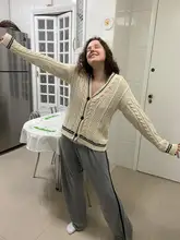Cárdigan con una hilera de botones para mujer, ropa de calle informal cómoda, elegante, estilo coreano, primavera y otoño
