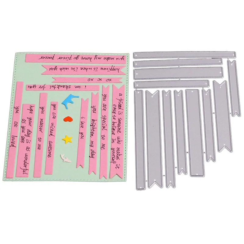 12pcs/lot Banner Tags Metal Cutting Dies frame for DIY Scrapbooking Stamp Craft Embossing Die Cut Making Stencil Template | Дом и сад