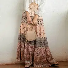 Сафари Макси-платье в стиле бохо юбка летняя юбка для женщин эластичная талия Цыганская юбка в стиле бохо длинная Новинка faldas
