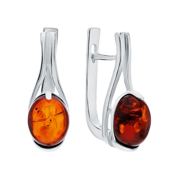 

Silver earrings with amber sunlight