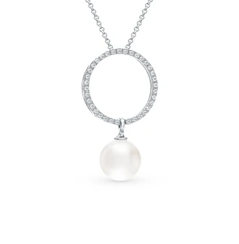 

Silver Pendant with cubic zirconia and pearls sunlight sample 925 test