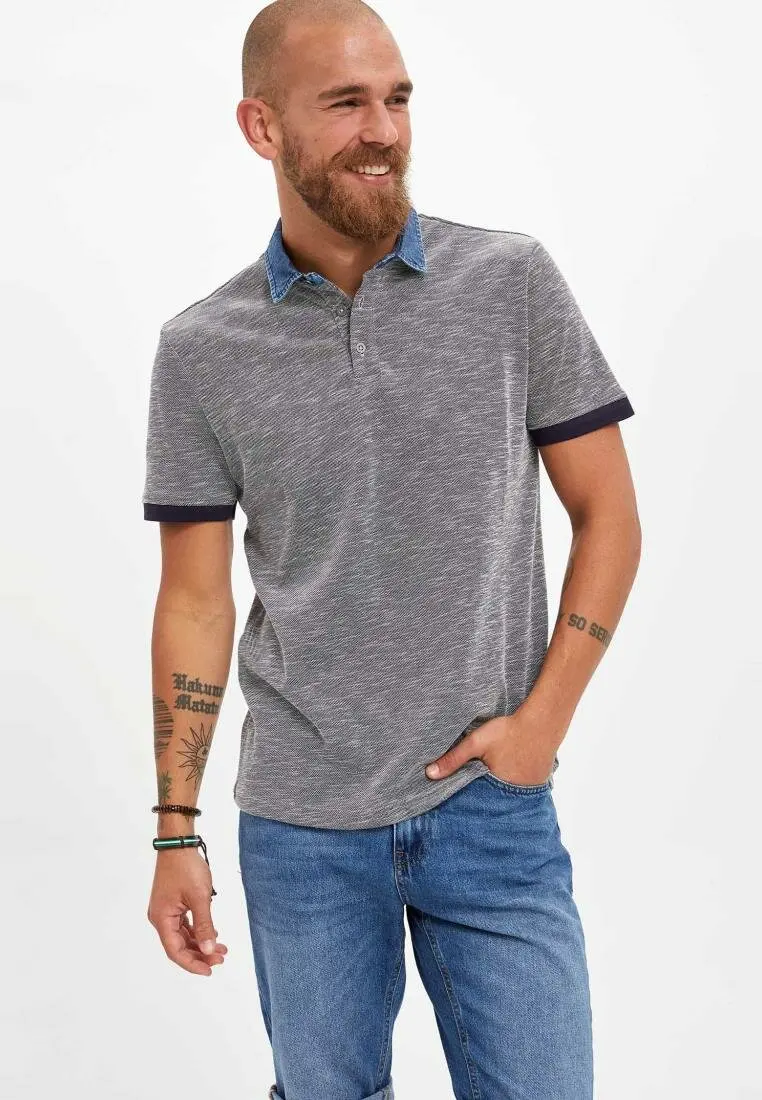 denim polo outfit male