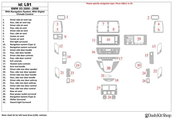 

Interior trim for BMW X5 2000-2006. Set L91.