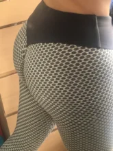 Polyester Leggings Normov Seamless Patchwork-Print Elastic Push-Up Ankle-Length High-Waist