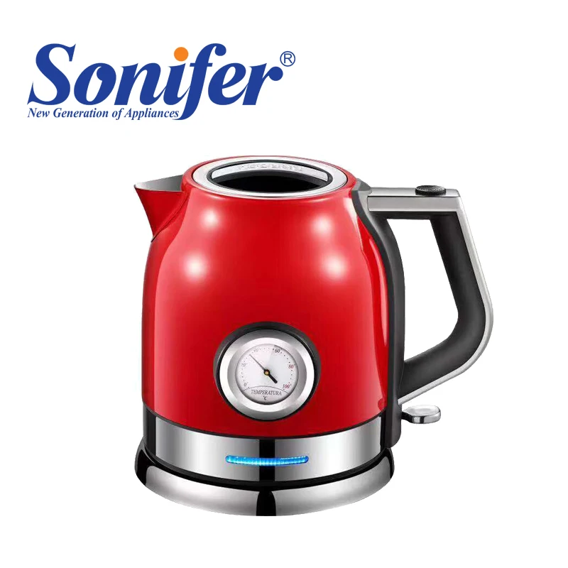 Чайник электрический Sonifer с термометром, объем 1.8л, мощность 1500w SF-2046 - Цвет: Красный