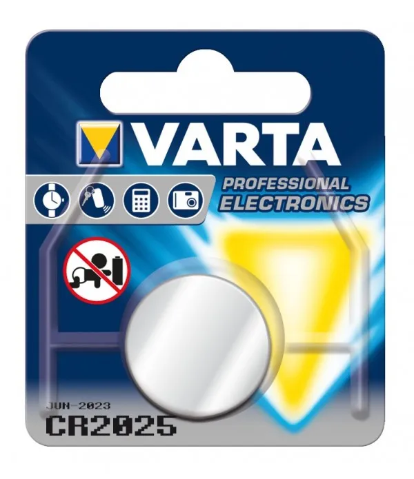 Литиевая батарейка с кнопкой Varta CR-2025 3 V серебристая | Электроника